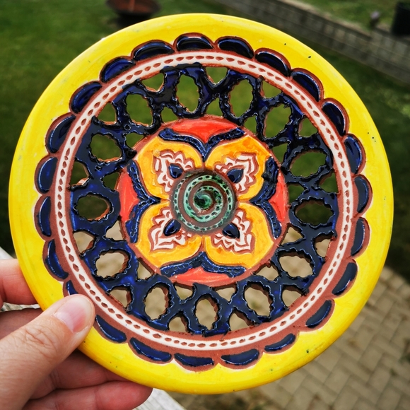 Tito Ubeda Red Clay Pottery Lattice Decorative Plate Andalusian Pottery - Picture 6 of 16